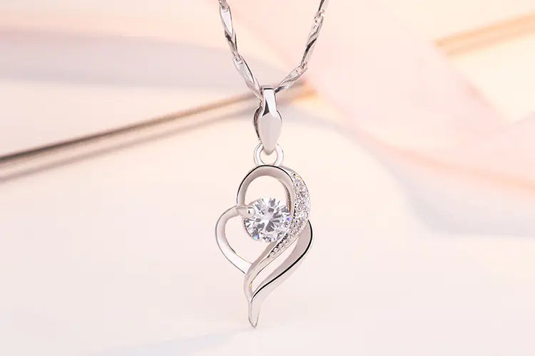 925 Silver Necklace with Zircon Pendant Jewelry